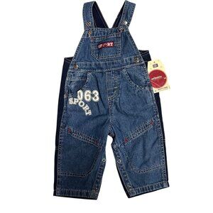 NEW Faded Glory Baby Size 6-9 Months Boys Denim Overalls Sport Team